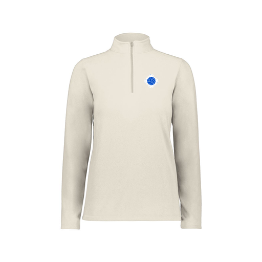 [6864.53T.XS-LOGO1] Ladies MicroFleece 1/4 Zip Pullover (Female Adult XS, White, Logo 1)