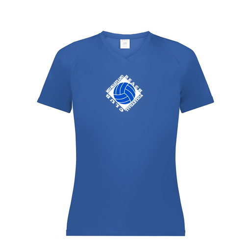 [2792.060.XS-LOGO1] Ladies Smooth Sport V-Neck T-Shirt (Female Adult XS, Royal, Logo 1)