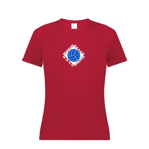 [2792.083.XS-LOGO1] Ladies Smooth Sport V-Neck T-Shirt (Female Adult XS, Red, Logo 1)