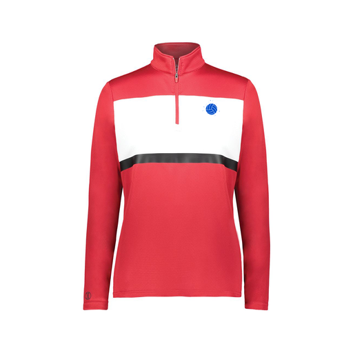 [222791.408.XS-LOGO1] Ladies Bold 1/4 Zip Pullover (Female Adult XS, Red, Logo 1)