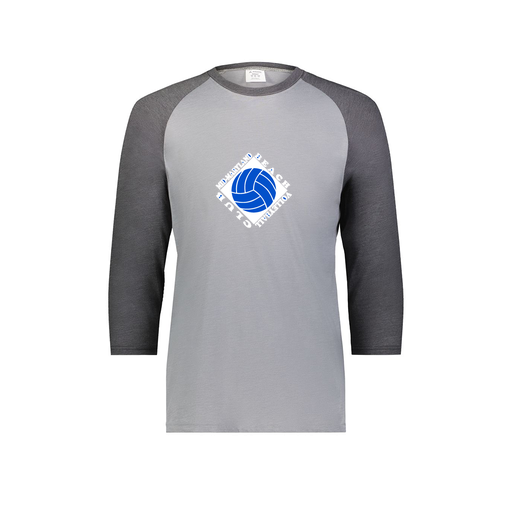 [6879.30V.S-LOGO1] Men's Vintage 3/4 Sleeve T-Shirt (Adult S, Gray, Logo 1)