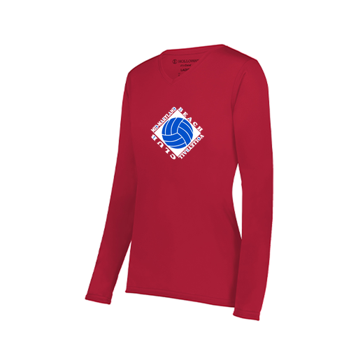 [222824.083.S-LOGO1] Ladies LS Smooth Sport Shirt (Female Adult S, Red, Logo 1)