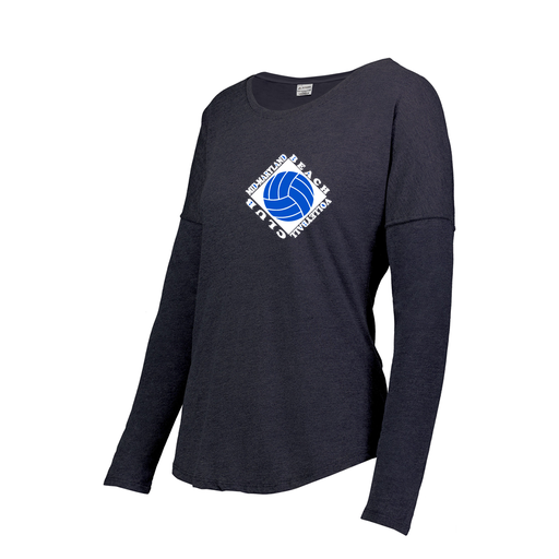 [3077.72N.XS-LOGO1] Ladies LS Ultra-blend T-Shirt (Female Adult XS, Navy, Logo 1)